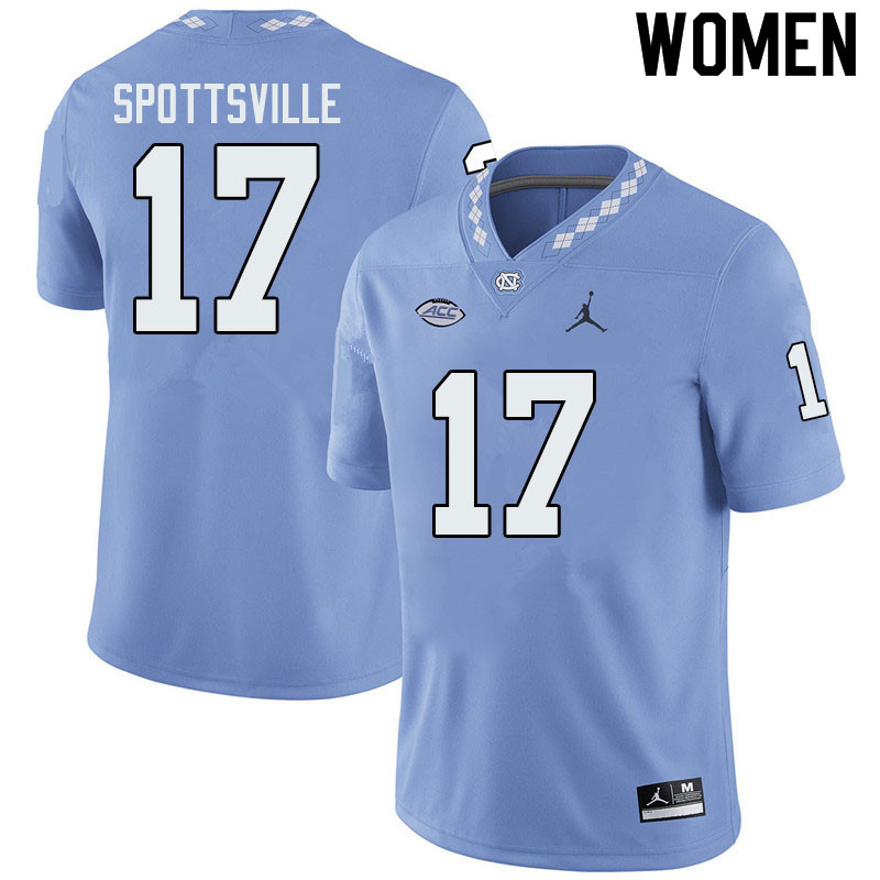 Jordan Brand Women #17 Welton Spottsville North Carolina Tar Heels College Football Jerseys Sale-Blu